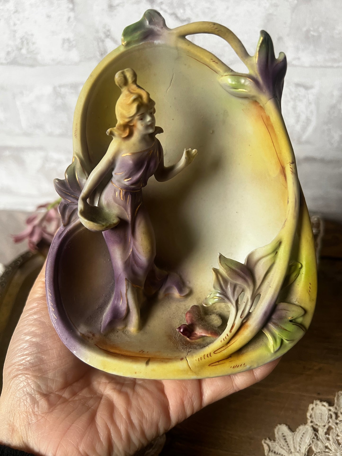 アールヌーボーセラミック花器