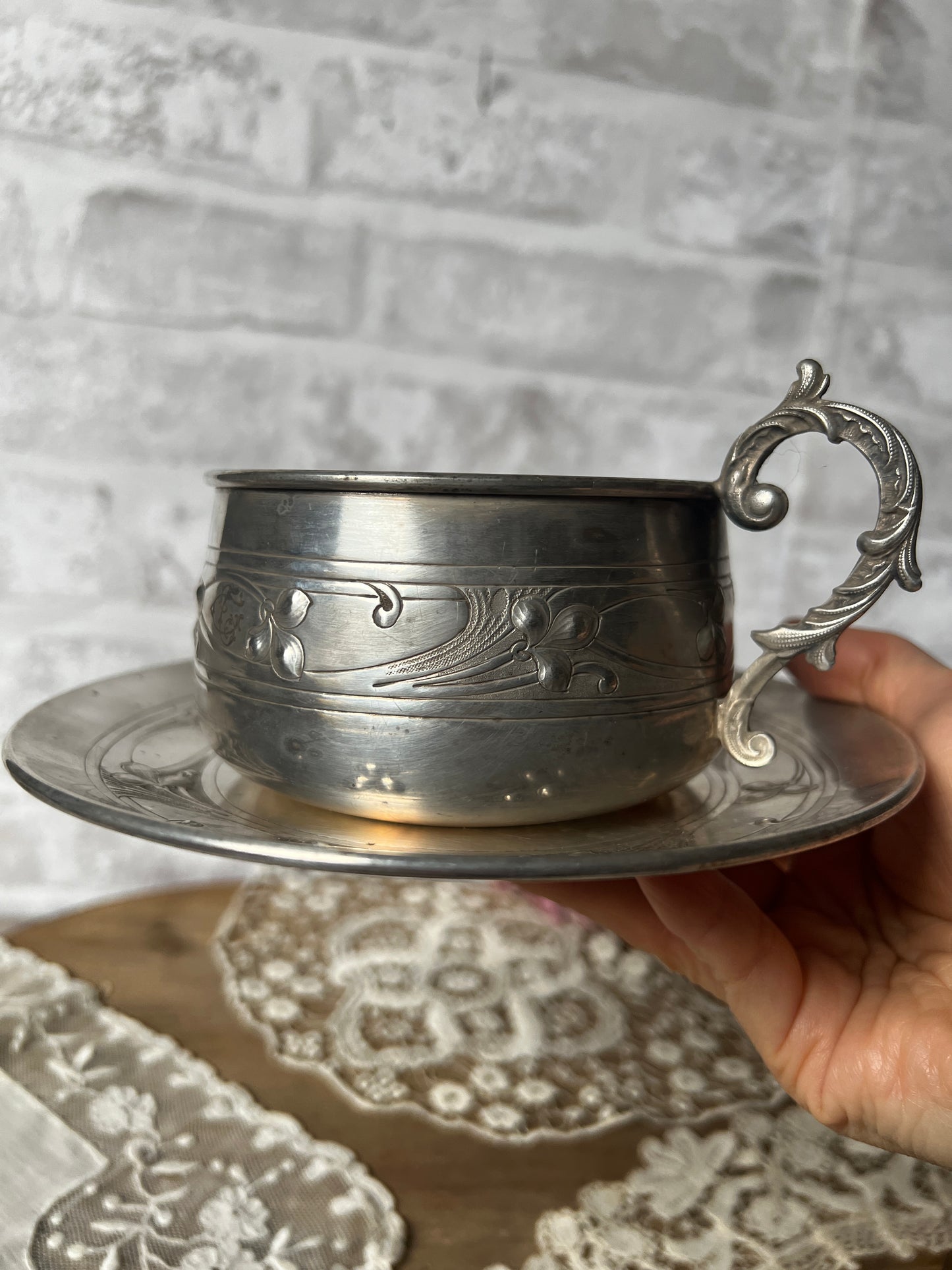 ★銀メッキ製カップ&ソーサー