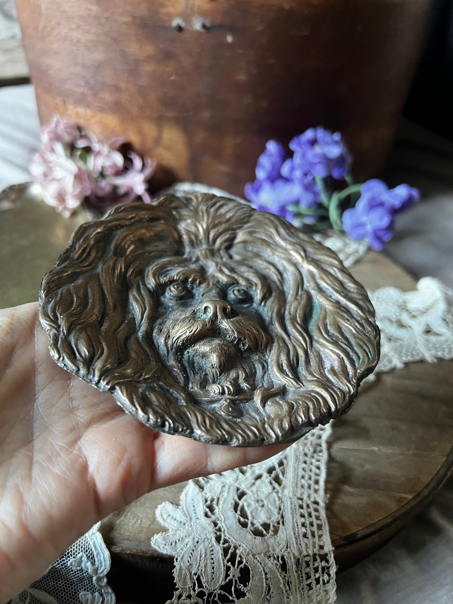 犬フェイス真鍮トレイ