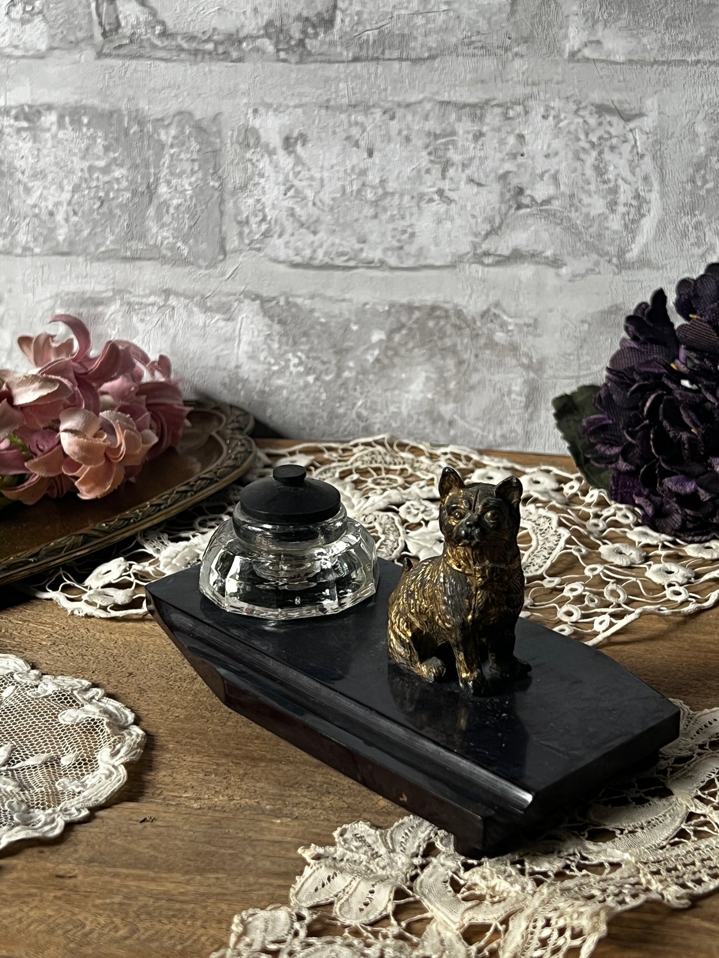 ★猫のインク壺付きペントレイ