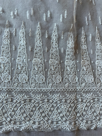 チュール刺繍レースフリル飾り