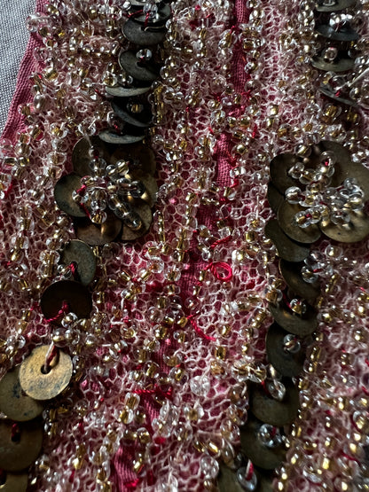 ビーズ刺繍の飾り襟(ローズ)