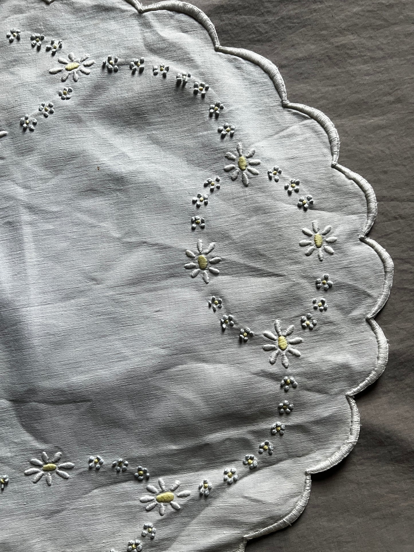 ★色刺繍楕円形クロス