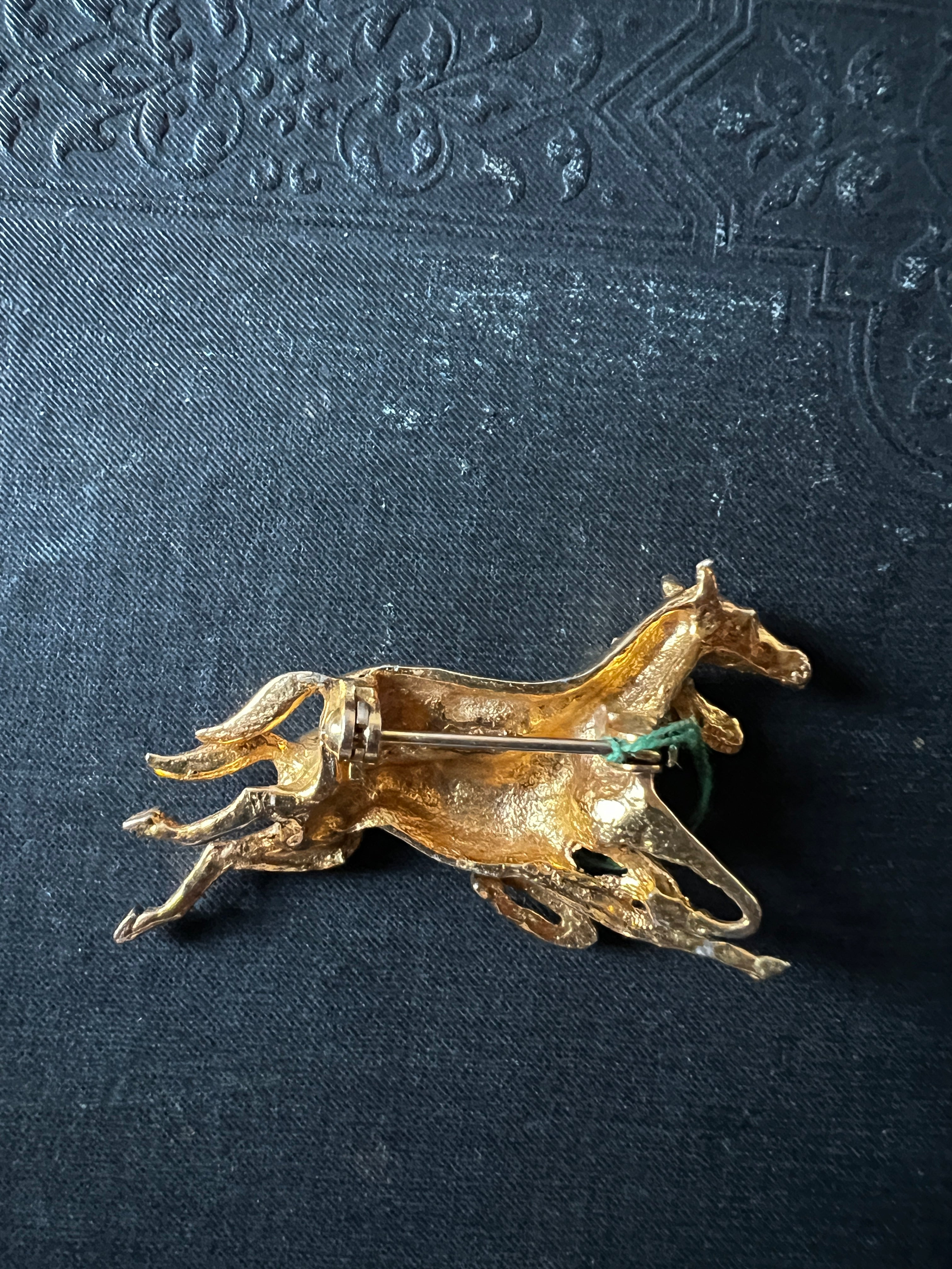 ヴィンテージブローチ(二頭の馬) – France Antique 銀色アンティーク