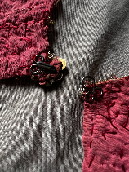 ビーズ刺繍の飾り襟(ローズ)