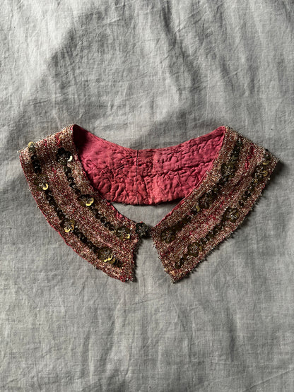 ビーズ刺繍の飾り襟(ローズ)