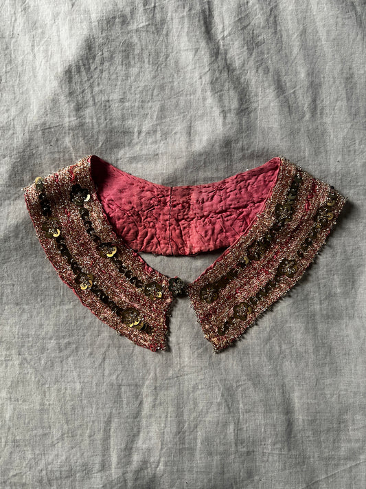 ビーズ刺繍の飾り襟(ローズ)