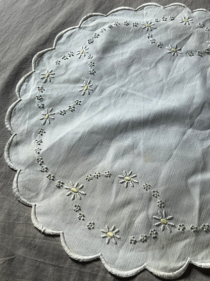 ★色刺繍楕円形クロス