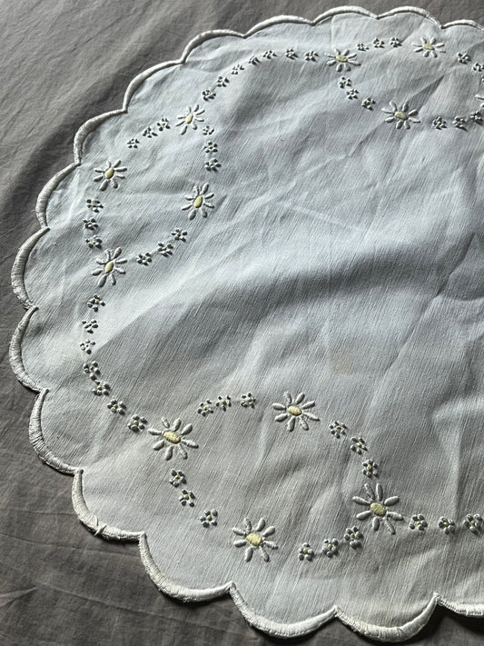 ★色刺繍楕円形クロス