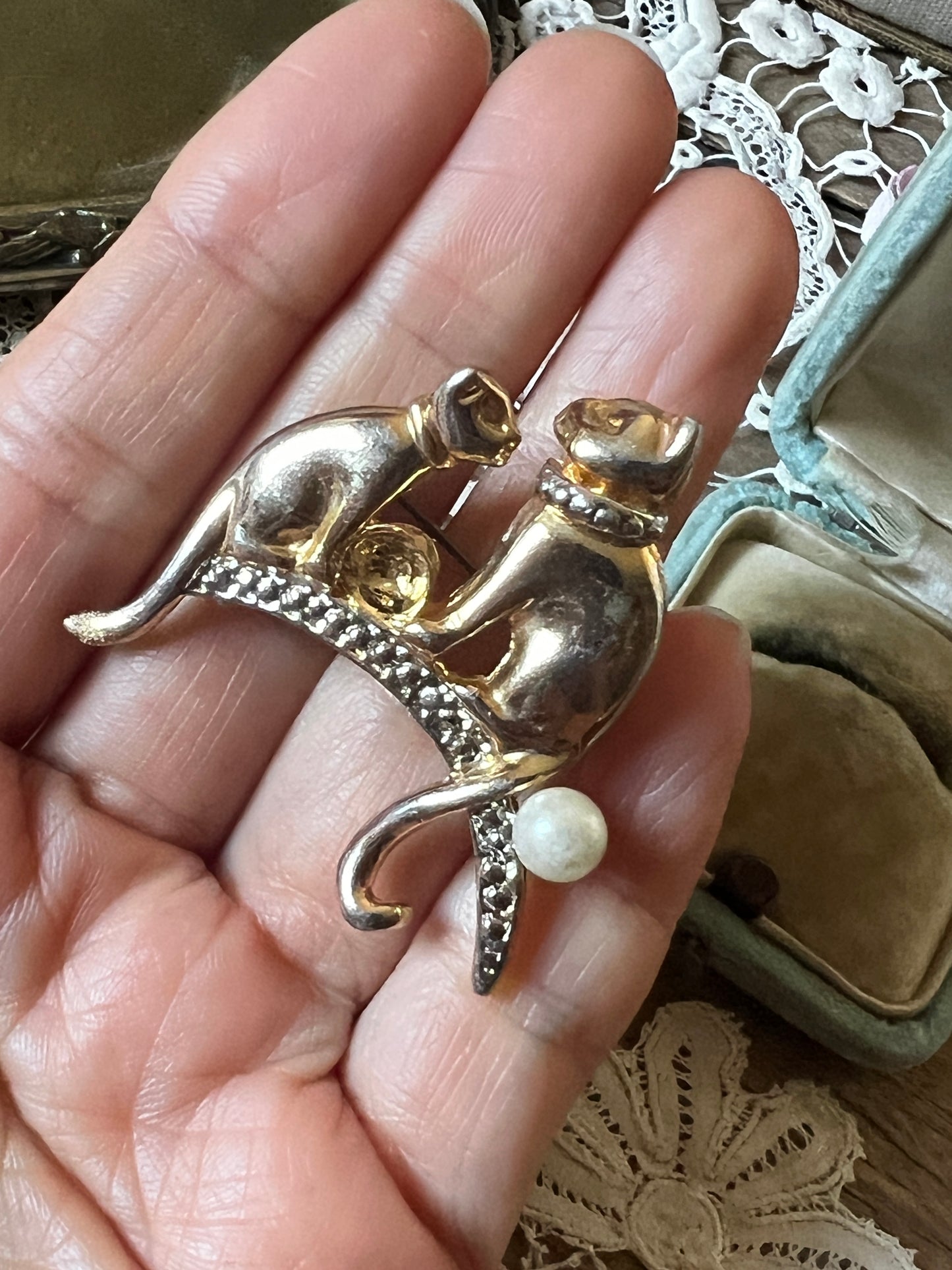 ヴィンテージブローチ(猫)