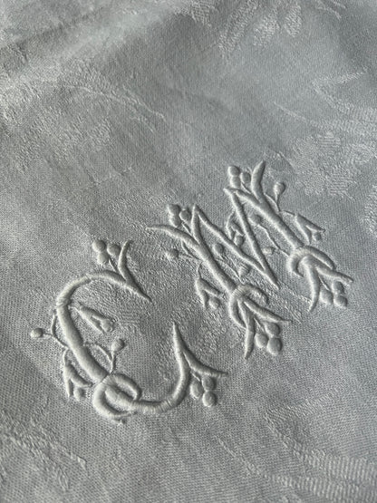 モノグラム刺繍ダマスク布
