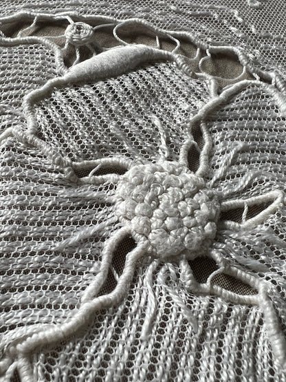 チュール刺繍レース楕円形フリルクロス