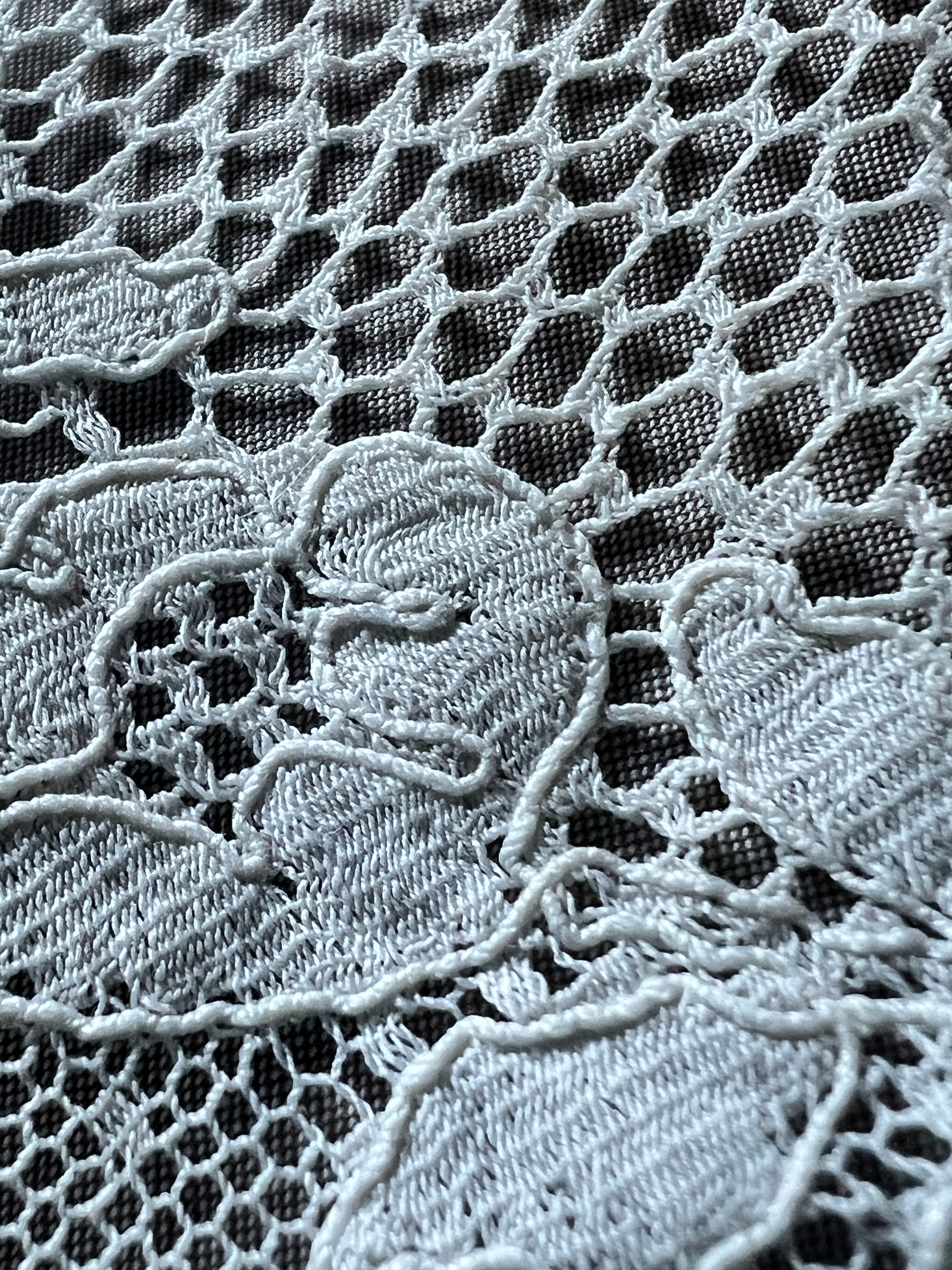 アンティークレースクレイジー額装 アンティークレース円形クロス – France Antique 銀色アンティーク