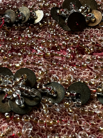 ビーズ刺繍の飾り襟(ローズ)