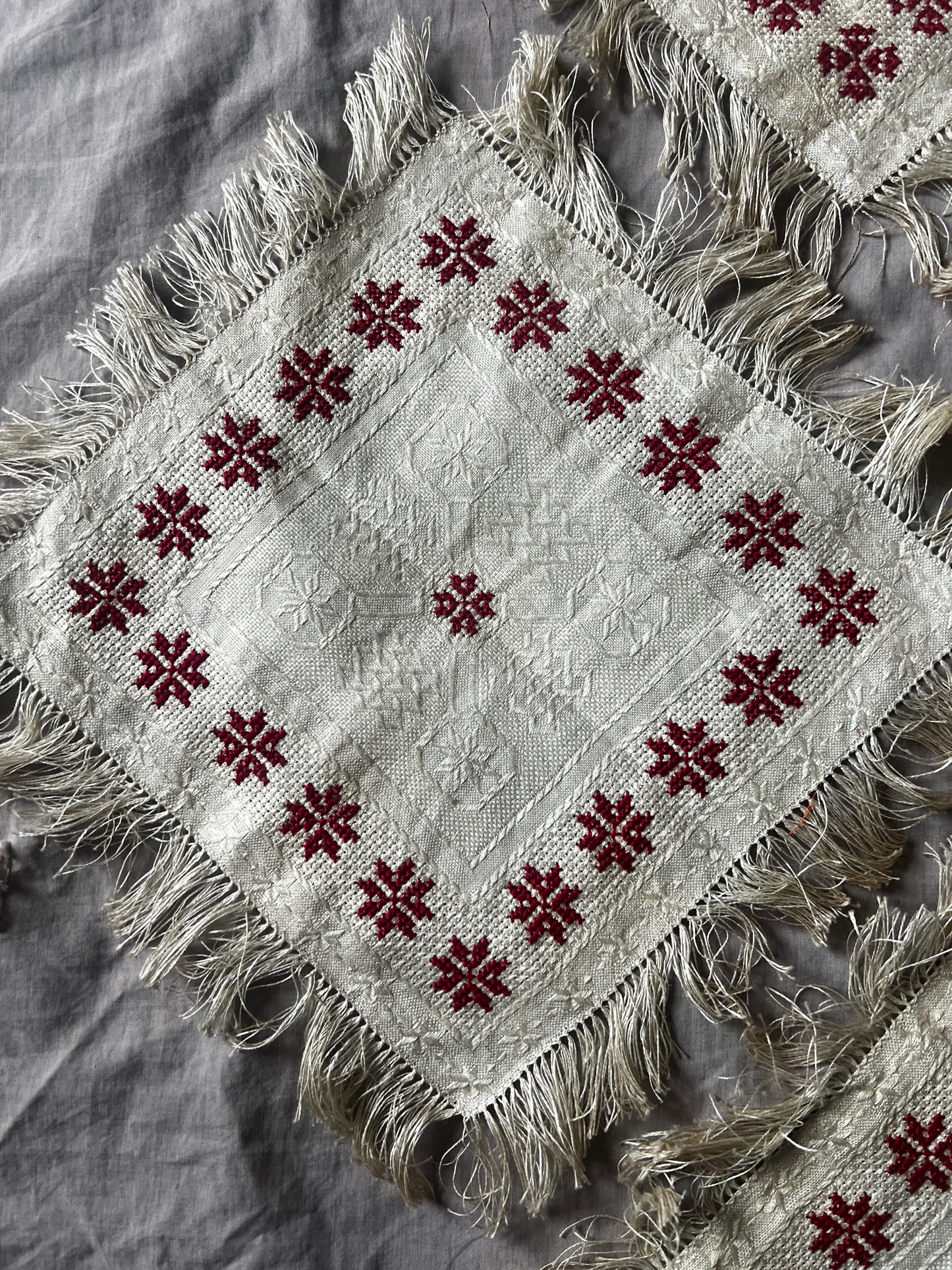 赤糸刺繍クロスセット