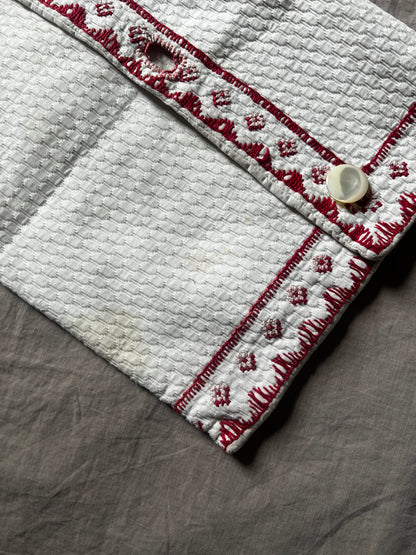 刺繍リネンケース(ボタン付き)