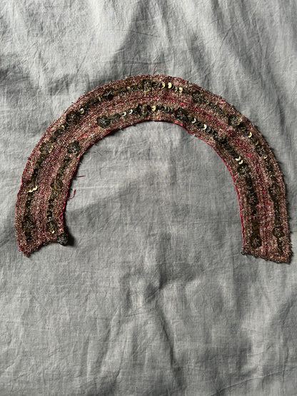 ビーズ刺繍の飾り襟(ローズ)