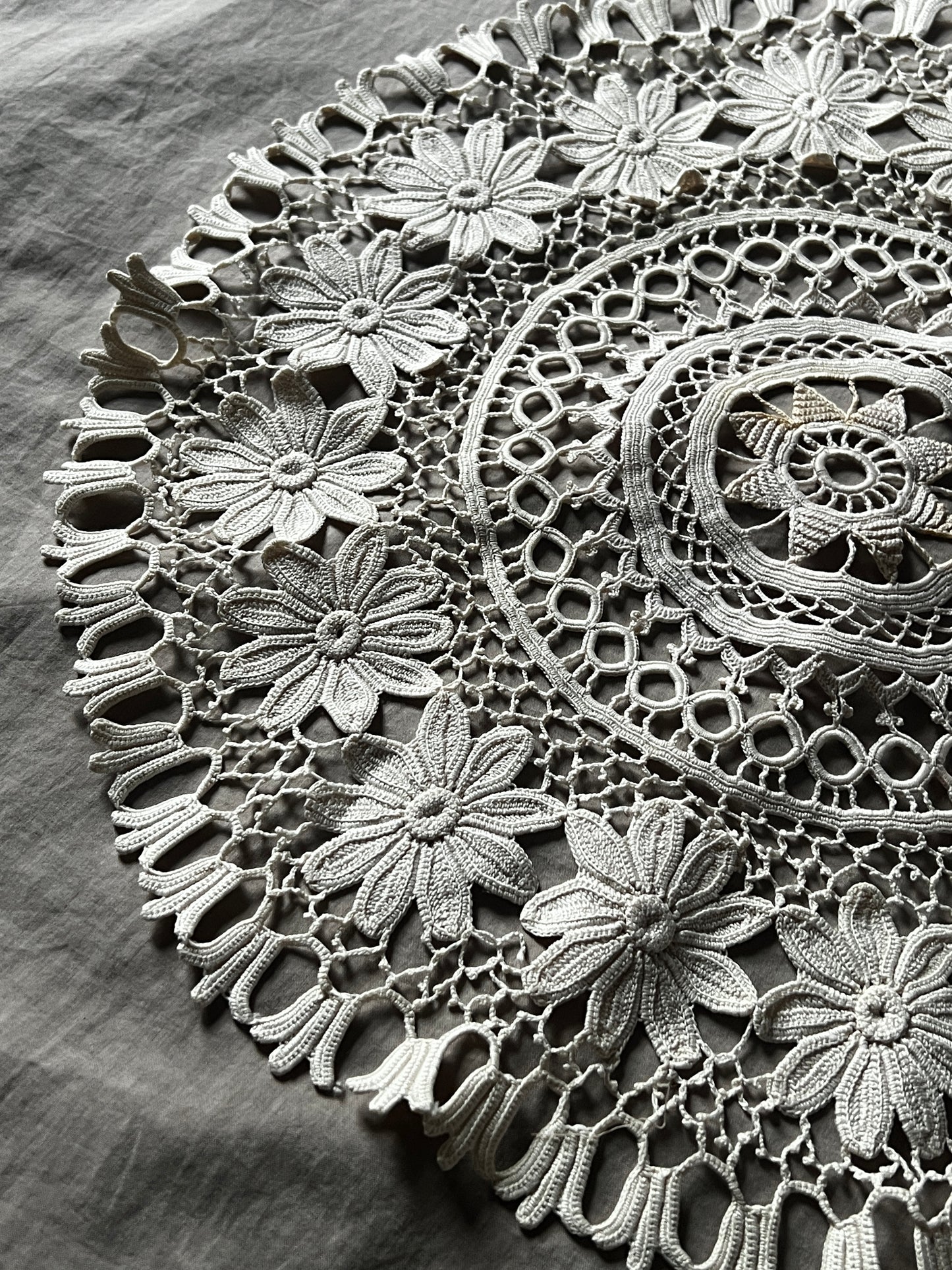 アイリッシュクロシェレース円形マット