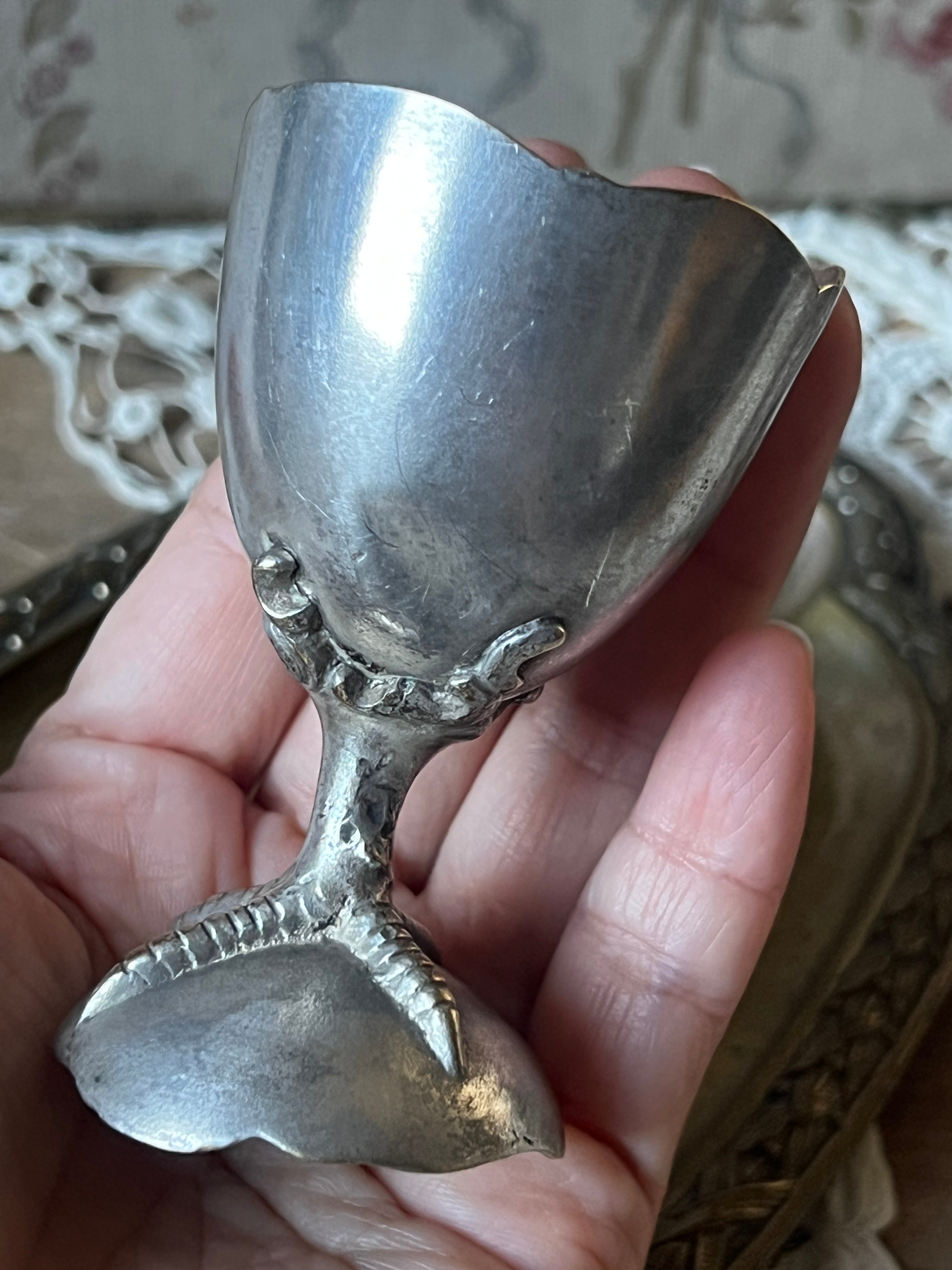 フランス 純銀950 Boulenger 工房 エッグスタンド 鶏の脚 カップ ☆鳥足エッグスタンド – France Antique 銀色アンティーク