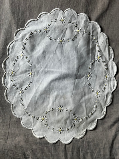 ★色刺繍楕円形クロス