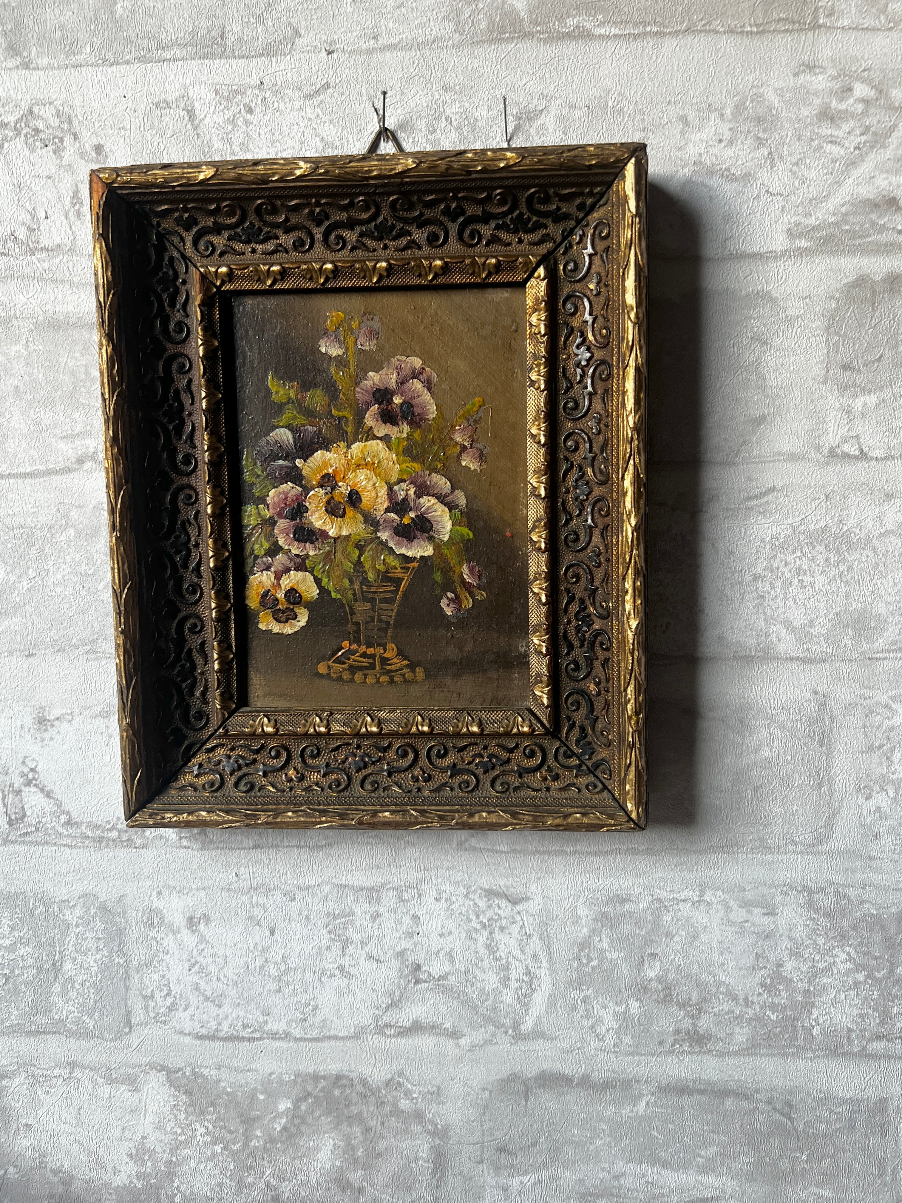 クレスト  アンティーク　油絵 ☆額縁付き油絵 – France Antique 銀色アンティーク