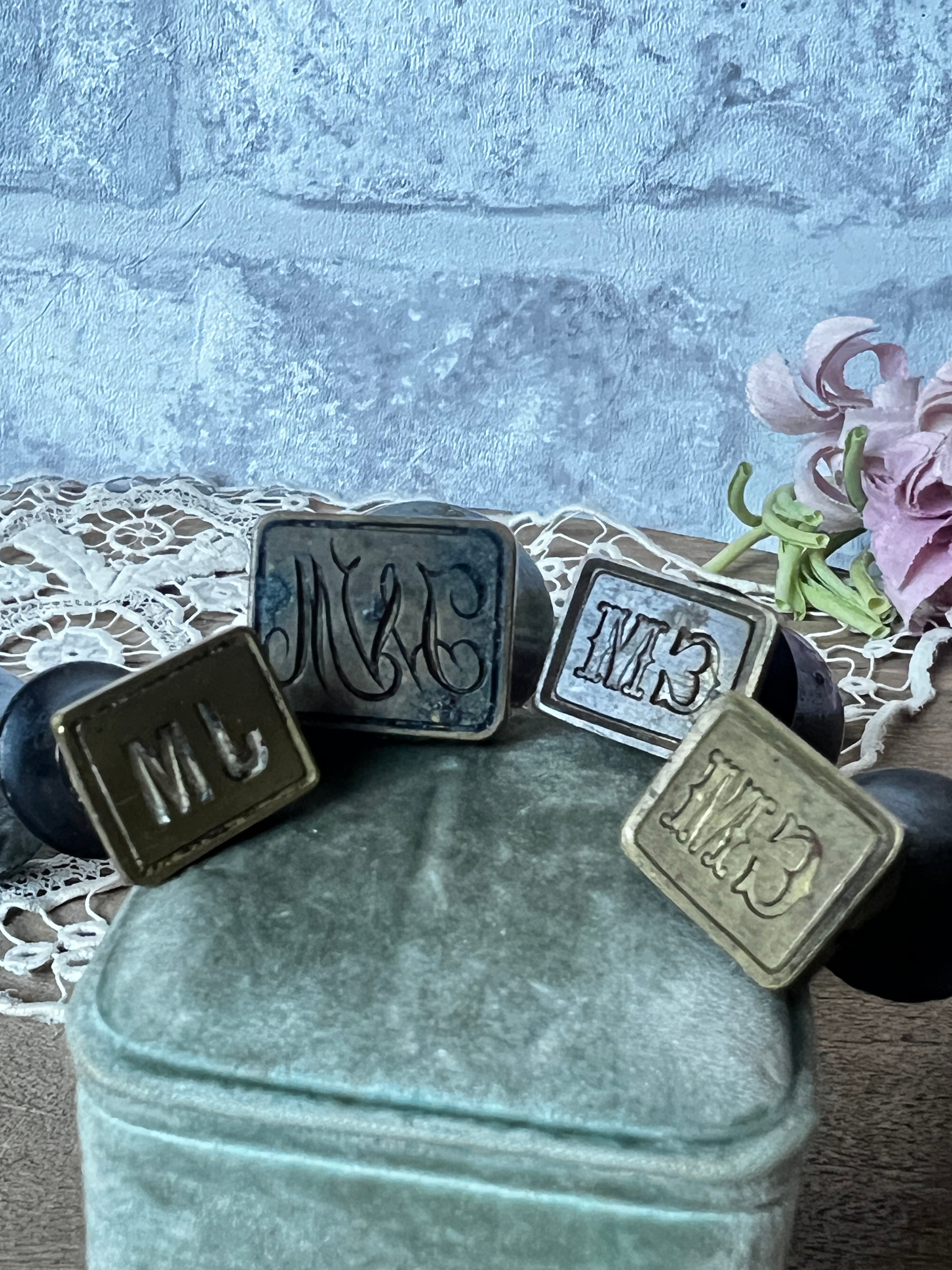 フランスアンティーク モノグラム が美しい シーリングスタンプ 純銀 シーリングスタンプ モノグラム フランスアンティーク