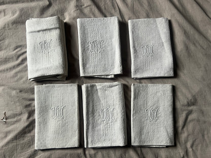 モノグラム刺繍リネンクロス6枚セット