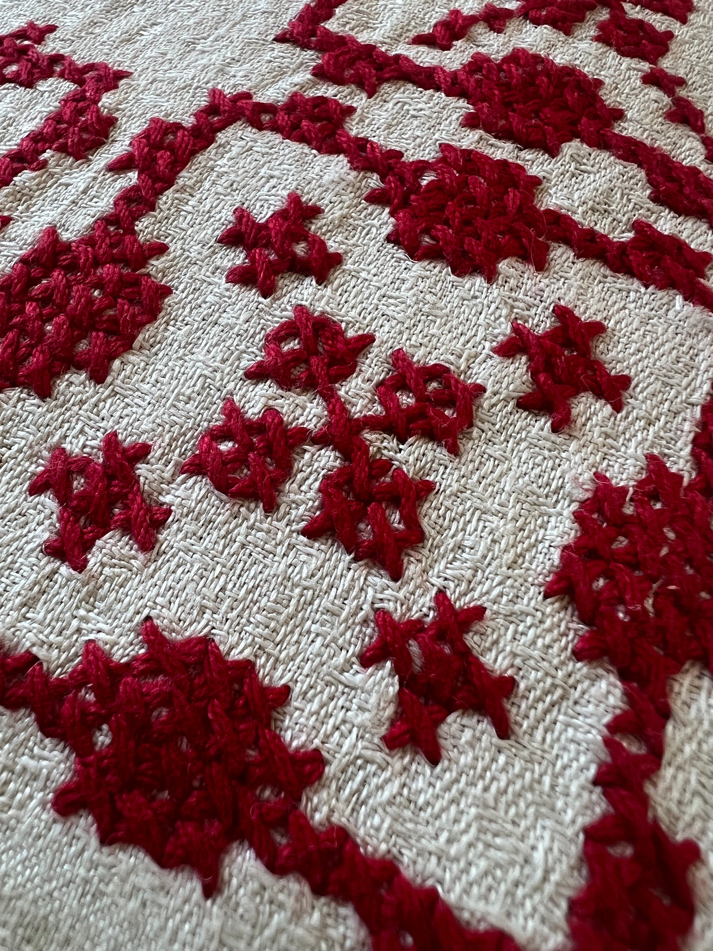 赤糸刺繍クロス